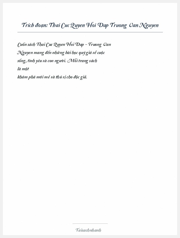 Trích đoạn Thai Cuc Quyen Hoi Dap Truong Van Nguyen
