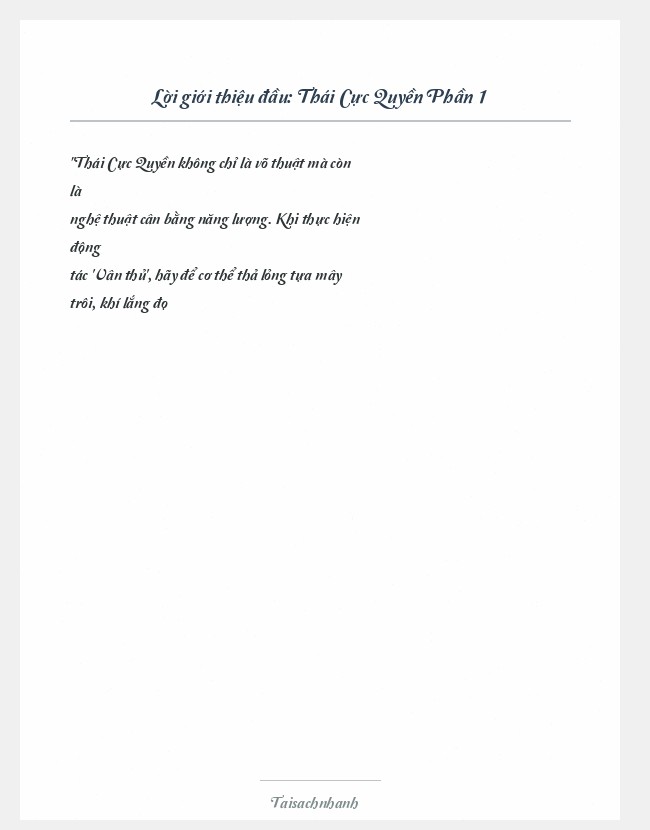 Trích đoạn Thái Cực Quyền Phần 1