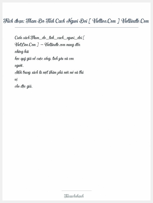 Trích đoạn Tham Do Tinh Cach Nguoi Doi [ Vietlion.Com ] Vietkindle.Com