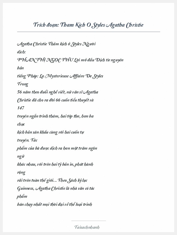 Trích đoạn Tham Kich O Styles Agatha Christie
