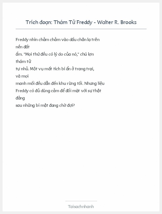 Trích đoạn Thám Tử Freddy - Walter R. Brooks