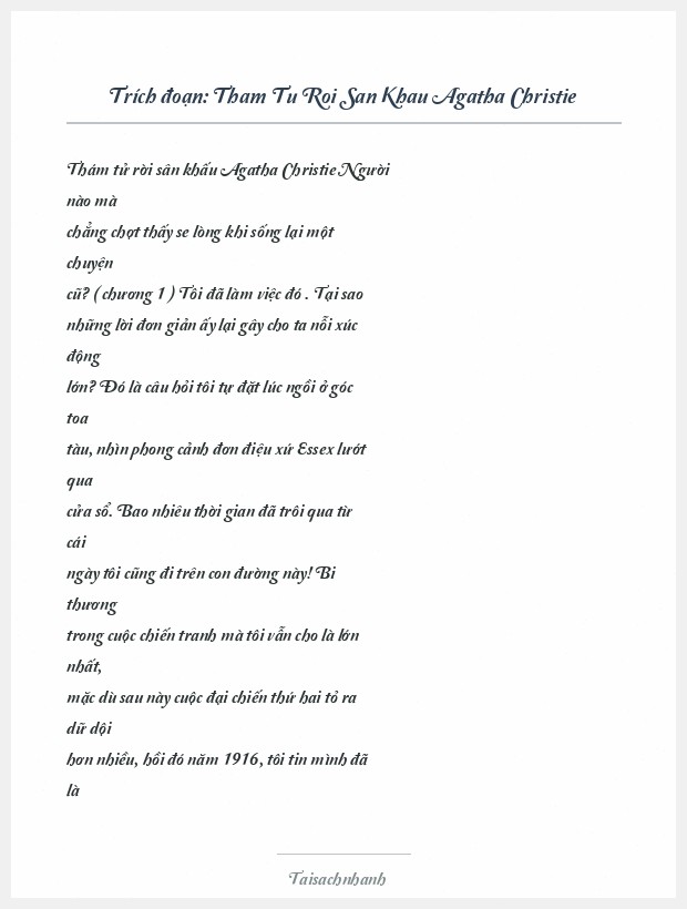 Trích đoạn Tham Tu Roi San Khau Agatha Christie