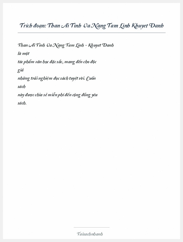 Trích đoạn Than Ai Tinh Va Nang Tam Linh Khuyet Danh