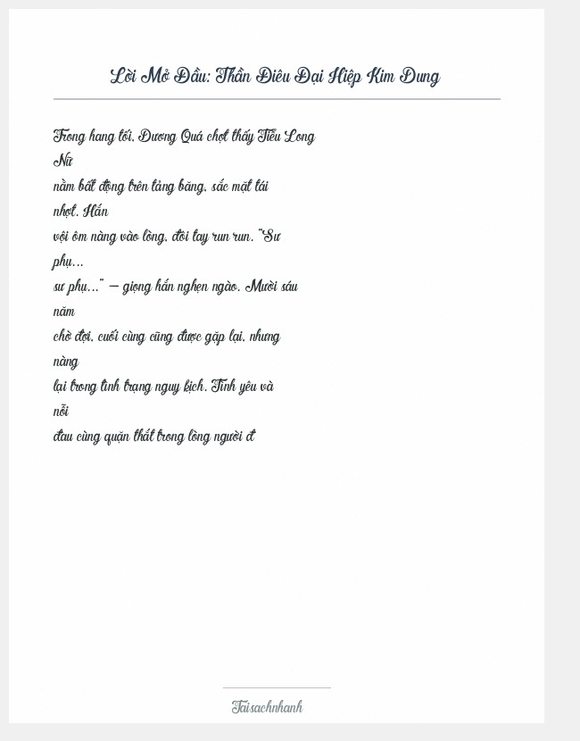 Trích đoạn Thần Điêu Đại Hiệp Kim Dung