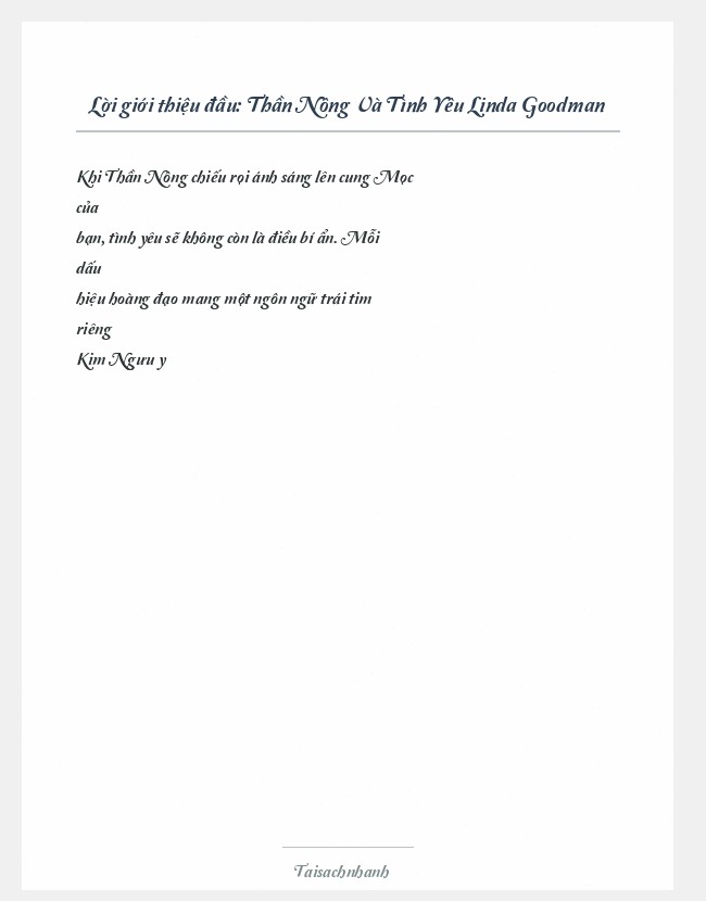 Trích đoạn Thần Nông Và Tình Yêu Linda Goodman