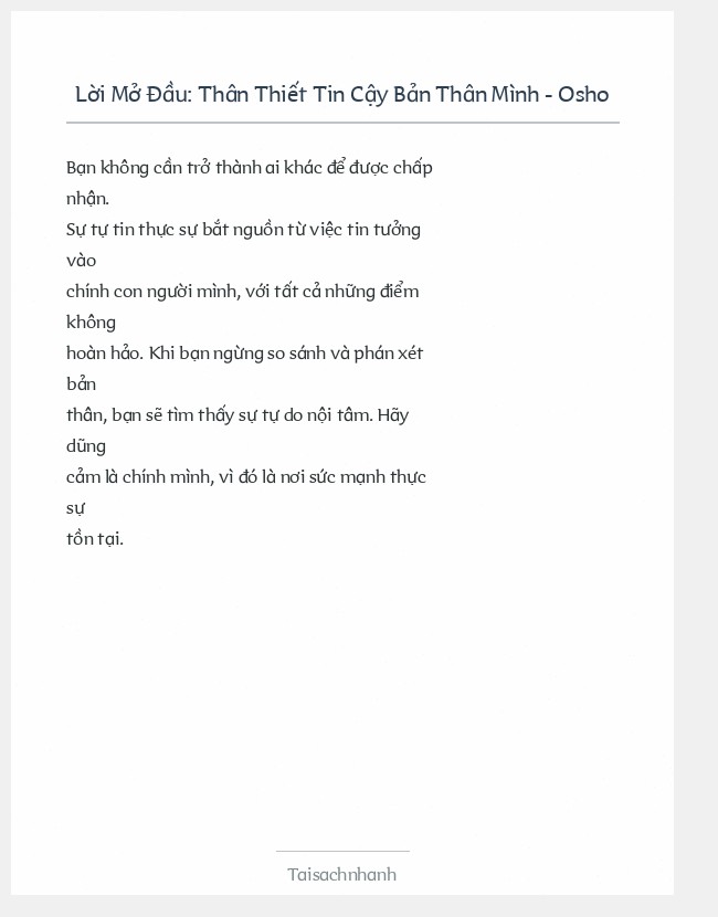 Trích đoạn Thân Thiết Tin Cậy Bản Thân Mình - Osho