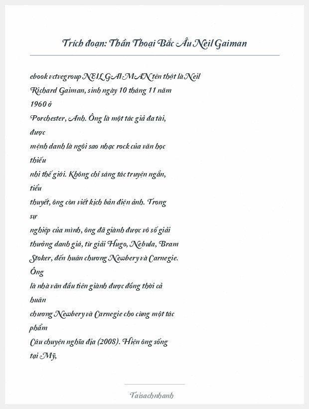 Trích đoạn Thần Thoại Bắc Âu Neil Gaiman