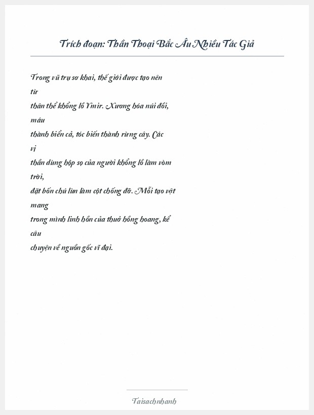 Trích đoạn Thần Thoại Bắc Âu Nhiều Tác Giả