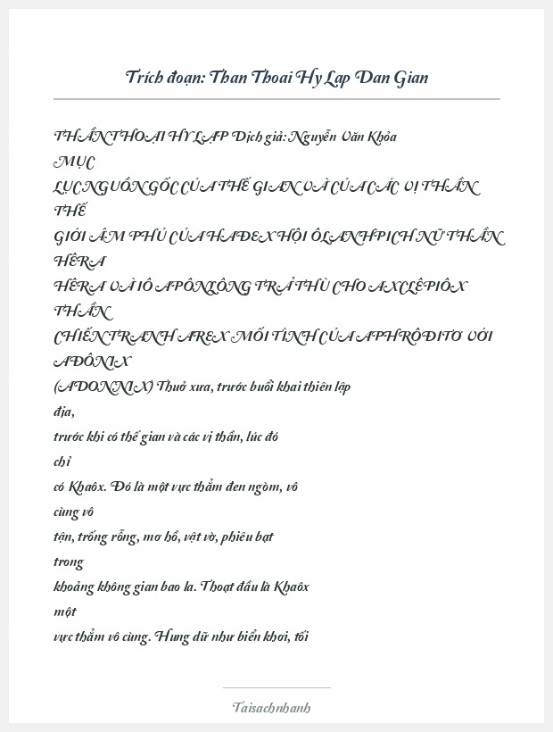 Trích đoạn Than Thoai Hy Lap Dan Gian