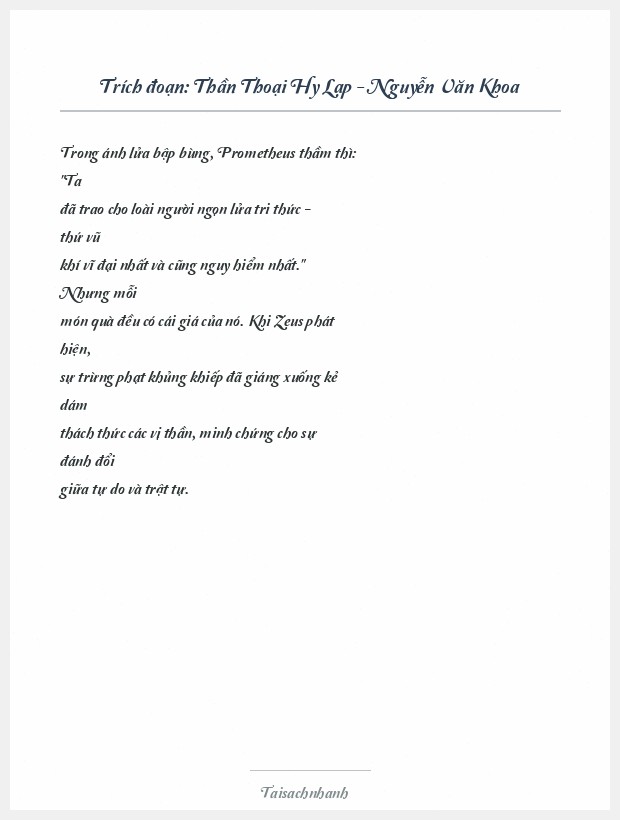 Trích đoạn Thần Thoại Hy Lạp - Nguyễn Văn Khoa