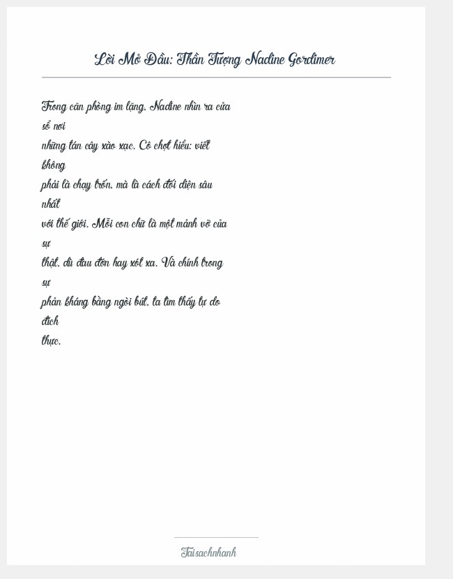 Trích đoạn Thần Tượng Nadine Gordimer