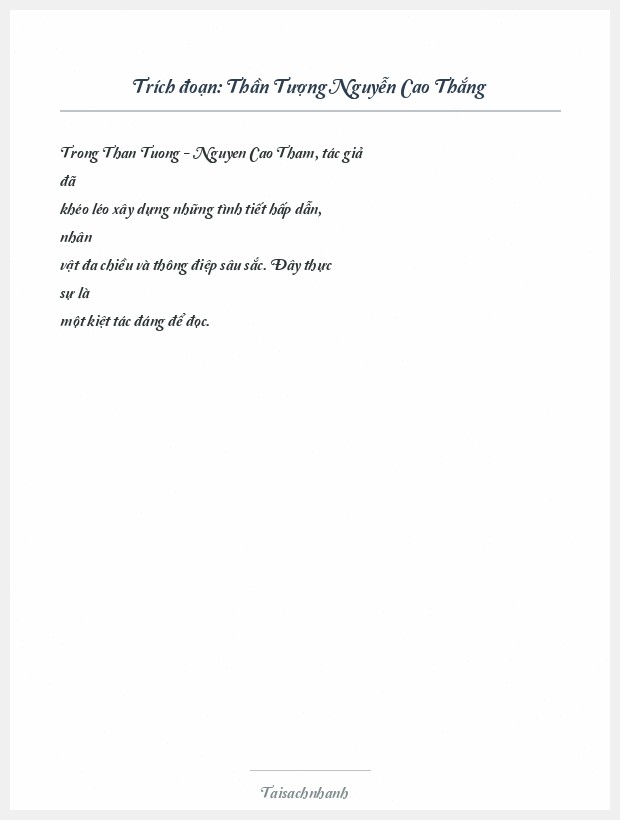 Trích đoạn Thần Tượng Nguyễn Cao Thắng