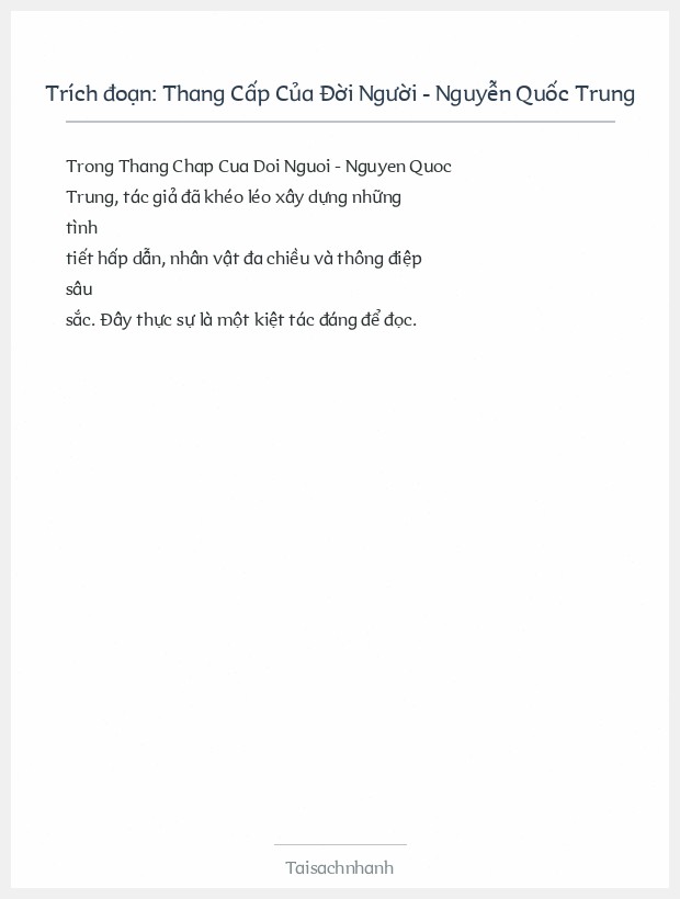 Trích đoạn Thang Cấp Của Đời Người - Nguyễn Quốc Trung