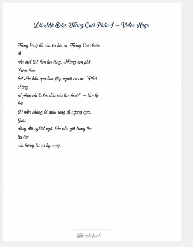 Trích đoạn Thằng Cuội Phần I - Victor Hugo