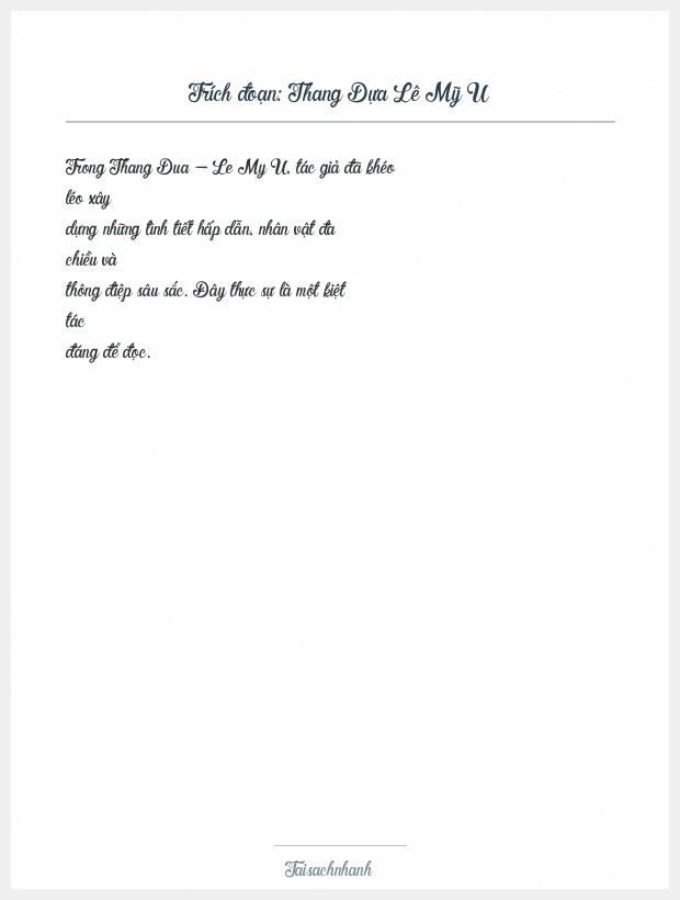 Trích đoạn Thang Dựa Lê Mỹ U