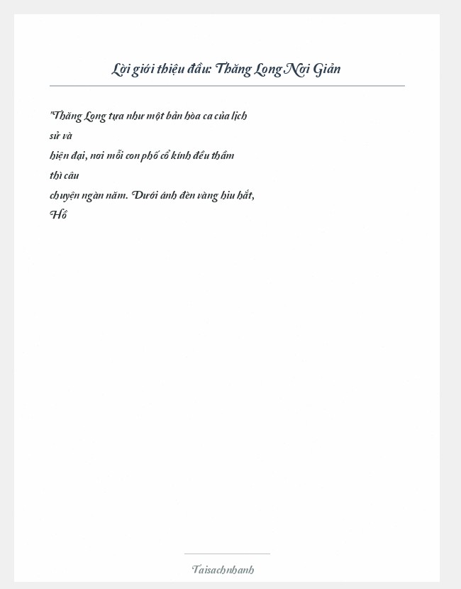 Trích đoạn Thăng Long Nơi Giản