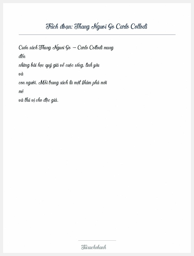 Trích đoạn Thang Nguoi Go Carlo Collodi