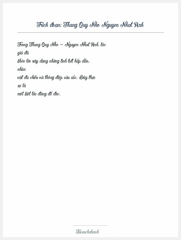 Trích đoạn Thang Quy Nho Nguyen Nhat Anh