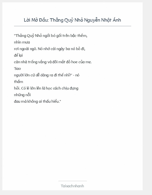 Trích đoạn Thằng Quỷ Nhỏ Nguyễn Nhật Ánh