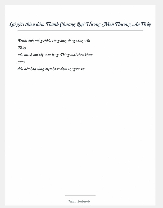 Trích đoạn Thanh Chương Quê Hương Mến Thương An Thủy