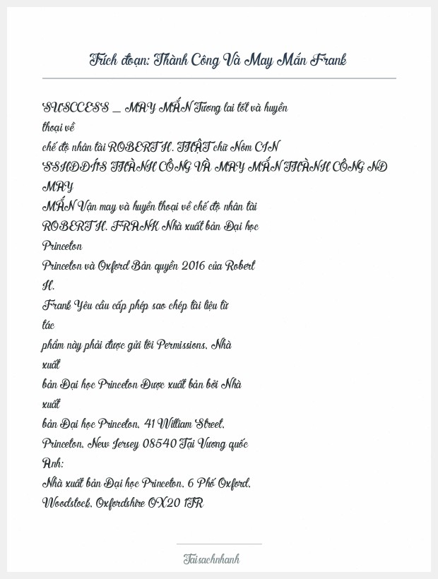 Trích đoạn Thành Công Và May Mắn Frank