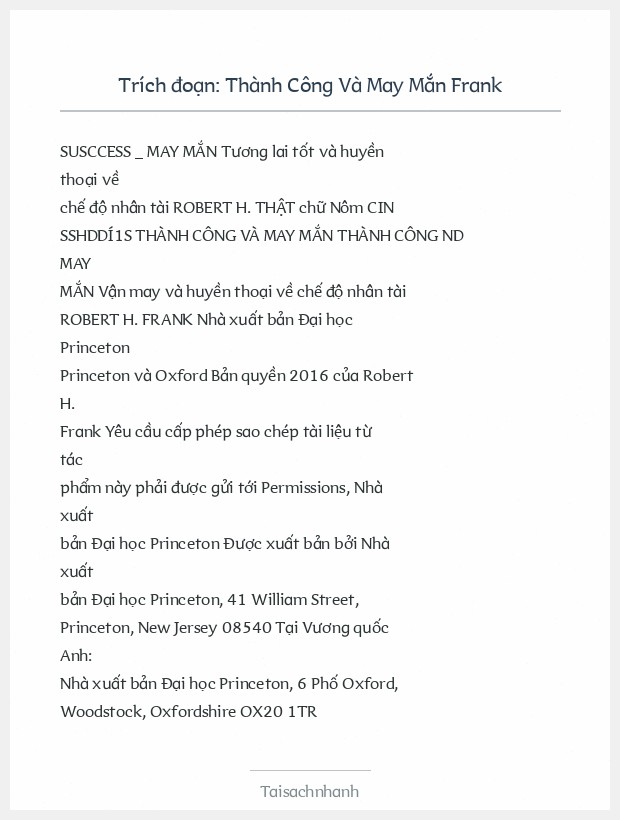 Trích đoạn Thành Công Và May Mắn Frank