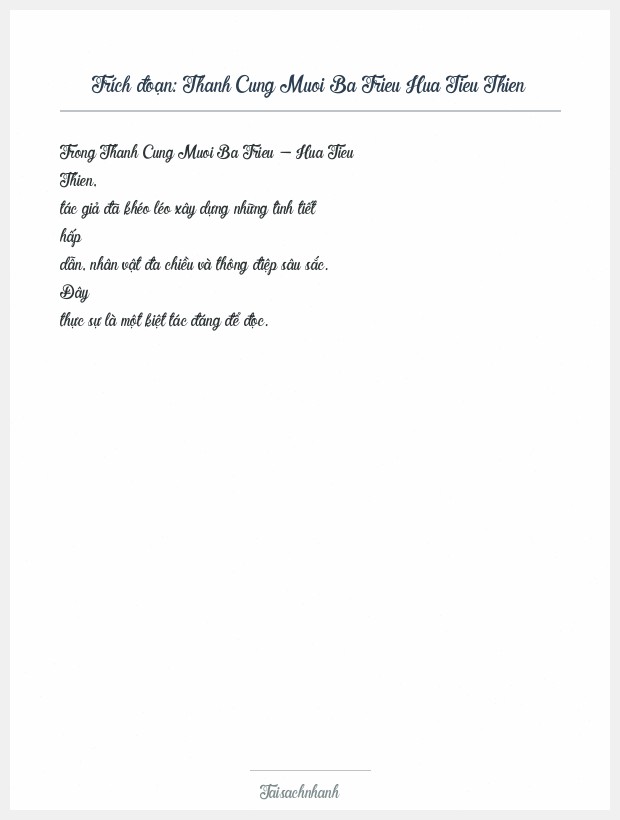 Trích đoạn Thanh Cung Muoi Ba Trieu Hua Tieu Thien