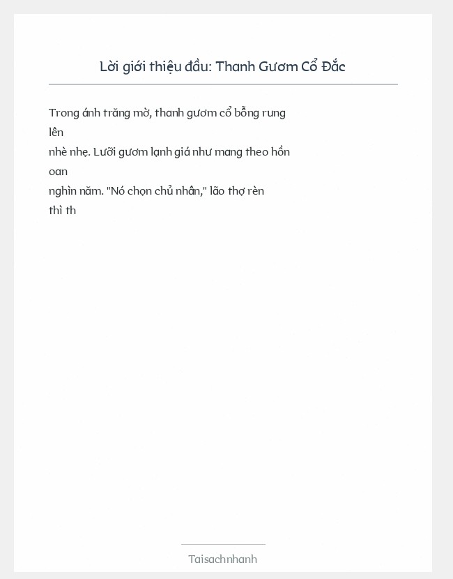 Trích đoạn Thanh Gươm Cổ Đắc