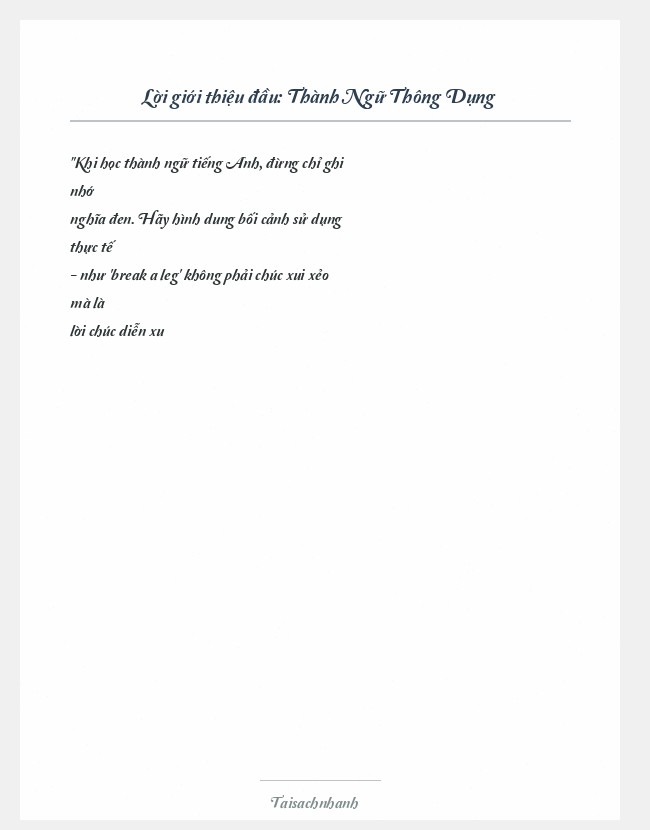 Trích đoạn Thành Ngữ Thông Dụng