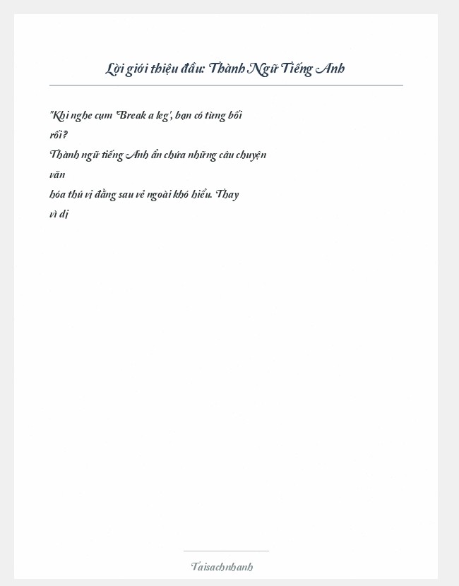 Trích đoạn Thành Ngữ Tiếng Anh