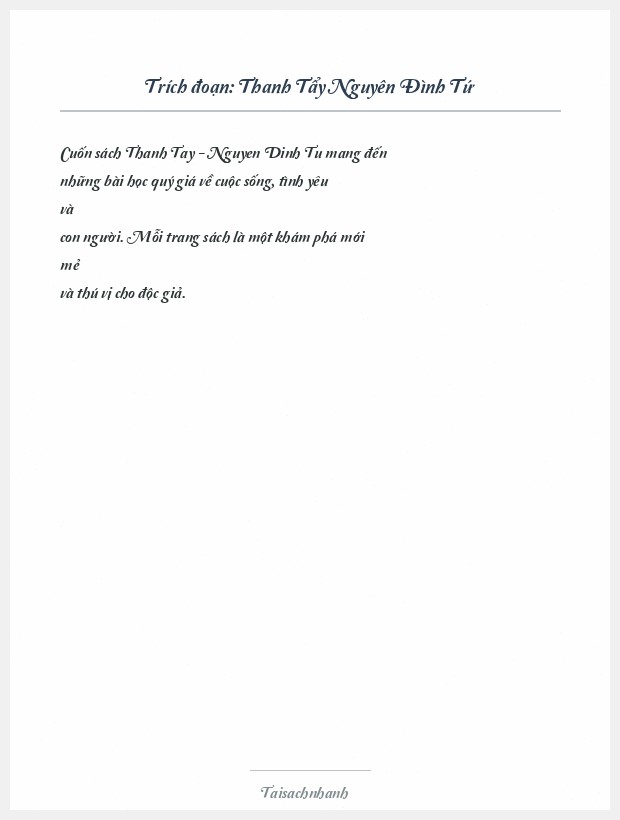 Trích đoạn Thanh Tẩy Nguyên Đình Tứ