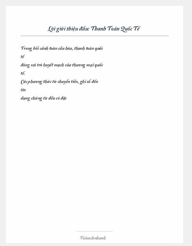 Trích đoạn Thanh Toán Quốc Tế