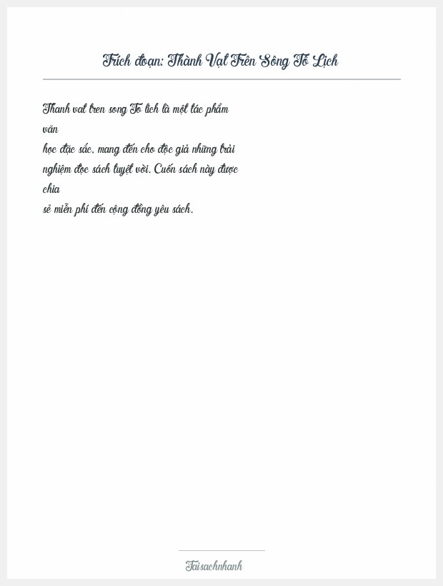 Trích đoạn Thành Vạt Trên Sông Tô Lịch