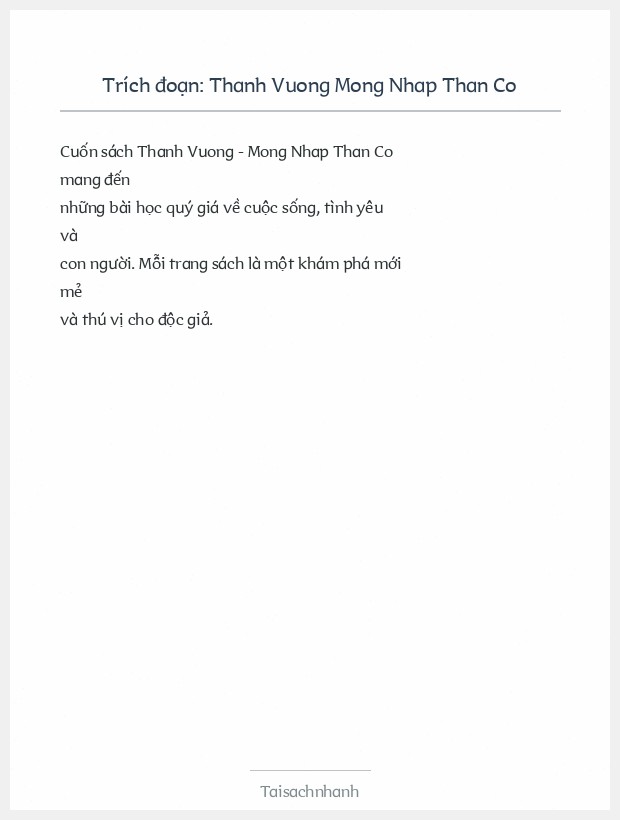 Trích đoạn Thanh Vuong Mong Nhap Than Co