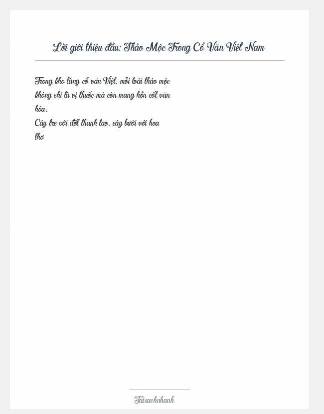 Trích đoạn Thảo Mộc Trong Cổ Văn Việt Nam