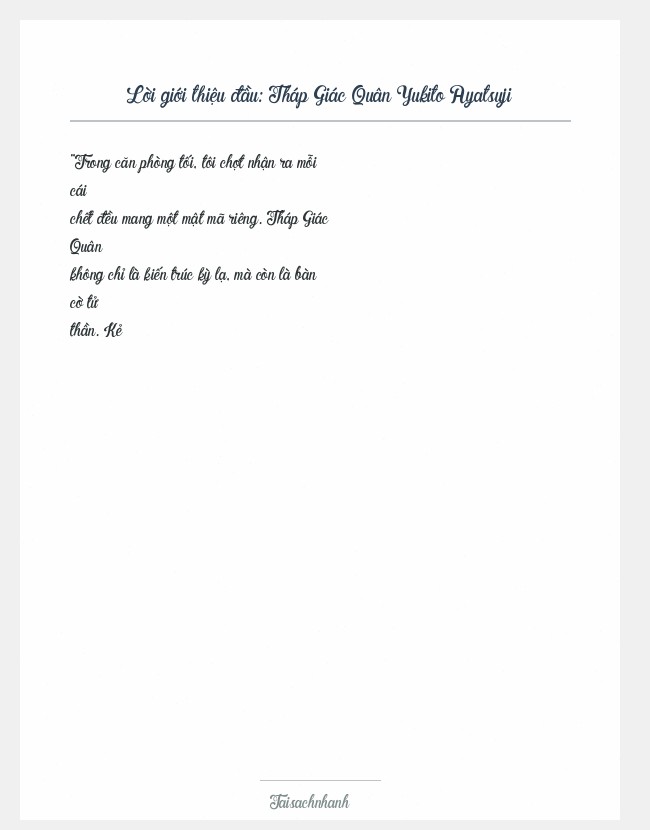 Trích đoạn Tháp Giác Quân Yukito Ayatsuji