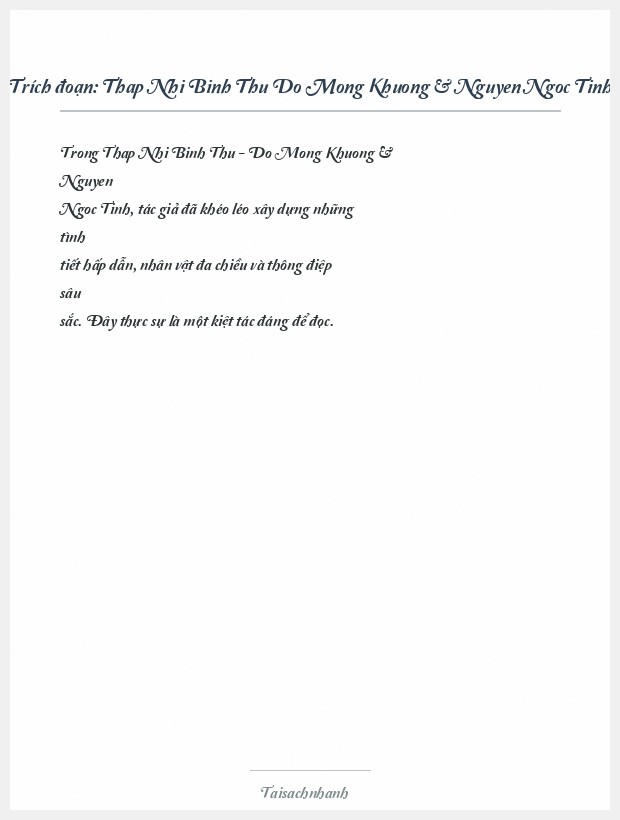 Trích đoạn Thap Nhi Binh Thu Do Mong Khuong & Nguyen Ngoc Tinh