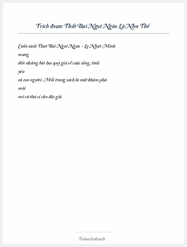 Trích đoạn Thất Bại Ngọt Ngào Là Như Thế