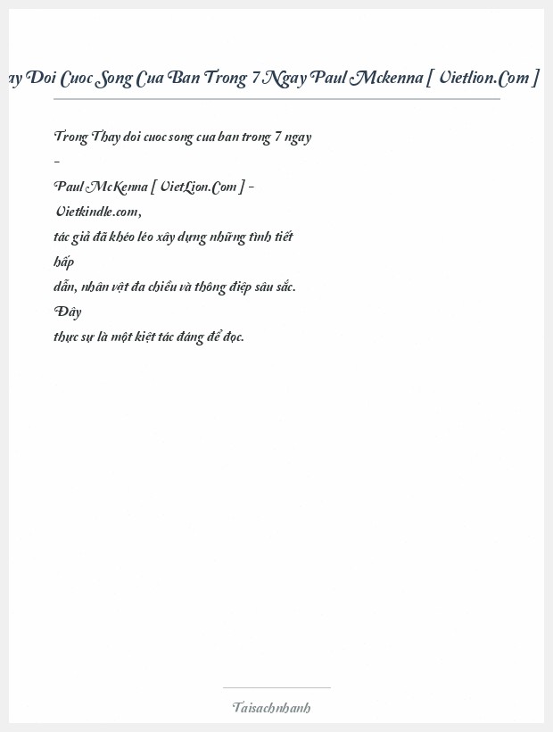 Trích đoạn Thay Doi Cuoc Song Cua Ban Trong 7 Ngay Paul Mckenna [ Vietlion.Com ] Vietkindle.Com