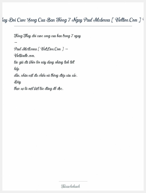Trích đoạn Thay Doi Cuoc Song Cua Ban Trong 7 Ngay Paul Mckenna [ Vietlion.Com ] Vietkindle.Com