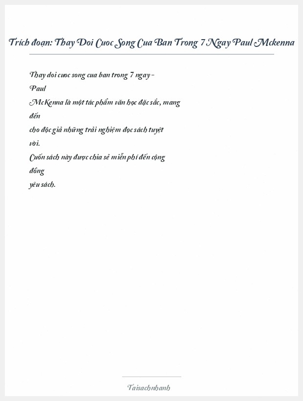 Trích đoạn Thay Doi Cuoc Song Cua Ban Trong 7 Ngay Paul Mckenna