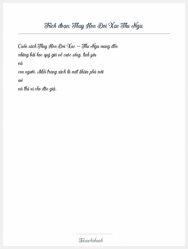 Trích đoạn Thay Hon Doi Xac Thu Nga