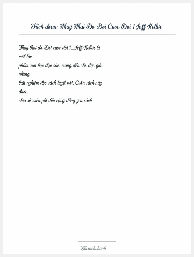 Trích đoạn Thay Thai Do Doi Cuoc Doi 1 Jeff Keller