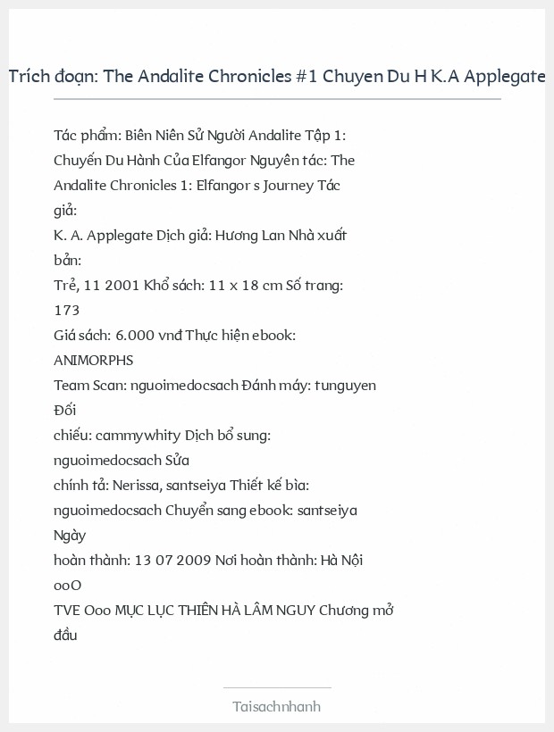 Trích đoạn The Andalite Chronicles #1 Chuyen Du H K.A Applegate
