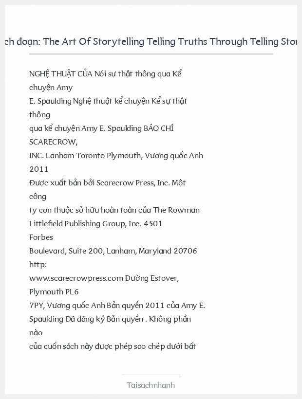 Trích đoạn The Art Of Storytelling Telling Truths Through Telling Stories