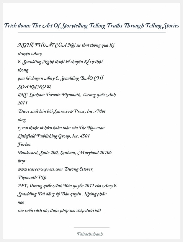 Trích đoạn The Art Of Storytelling Telling Truths Through Telling Stories