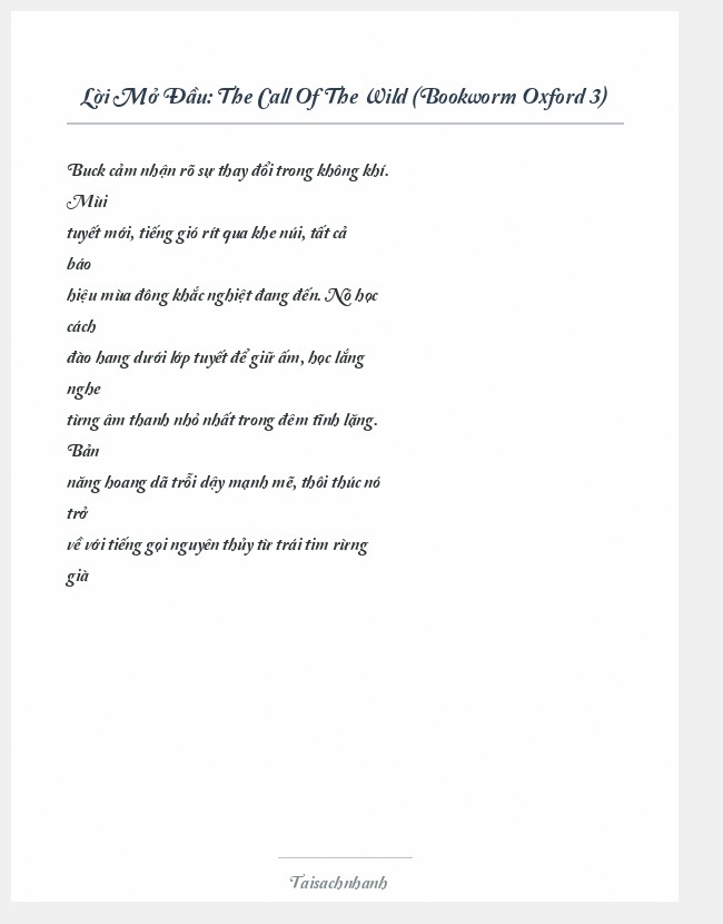 Trích đoạn The Call Of The Wild (Bookworm Oxford 3)