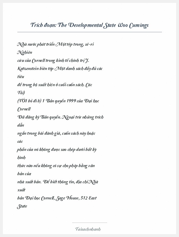 Trích đoạn The Developmental State Woo Cumings