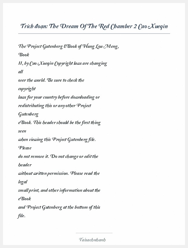 Trích đoạn The Dream Of The Red Chamber 2 Cao Xueqin