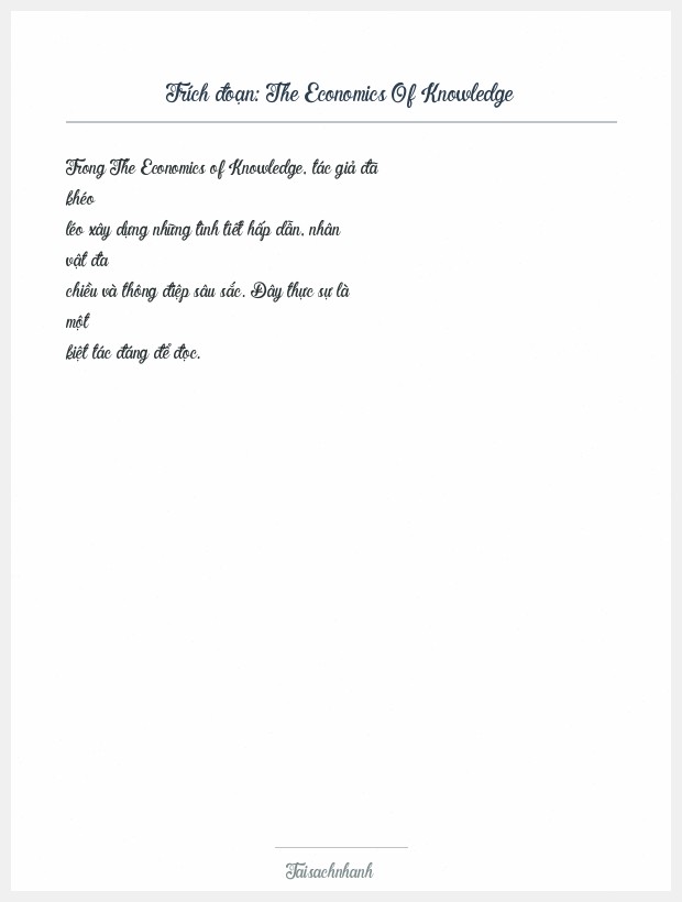 Trích đoạn The Economics Of Knowledge